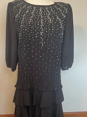 Vintage Good Times Black Rhinestone Party Dress USA Women’s 11/12 Evening Wear